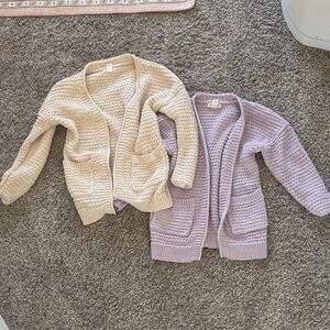 Cat & Jack Knit Cardigan Sweater - Beige and Light Purple